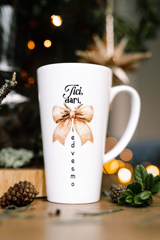 Latte krūze "Tici, dari, iedvesmo"